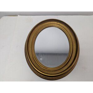 Antique Oval Gold Wood Framed Mirror 19" by 16"